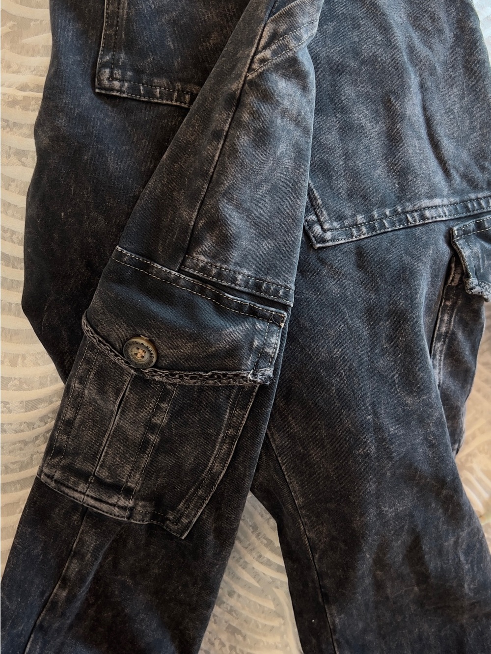 Hard Tail Forever Black Washed Stretch Cargo Flared Pants - Picture 8 of 8